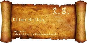 Klimo Britta névjegykártya